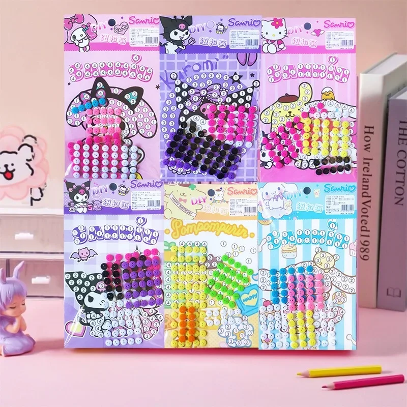 

Sanrio My Melody Children's DIY Button Painting Pompompurin Cinnamoroll Hello Kitty Kuromi Kid's Handmade Puzzle Toys Wholesale