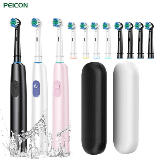 Electric Rotating Toothbrush Deep Clean Whitening Teeth for Adult Ultrasonic Toothbrush with 4/8pcs Refill Replacement Heads 1