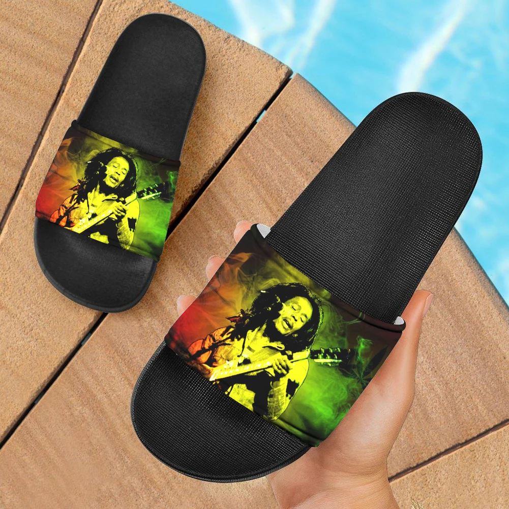 Jamaican Bob Marley Slippers Street Singer Printed Wear-Resistant Flats for  Female Trend Style Rock Music Figures Unisex Sandals - AliExpress