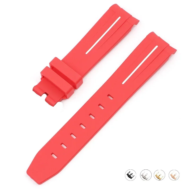 Silicone Diving Sport Watch Band – Waterproof Curved End Rubber Strap