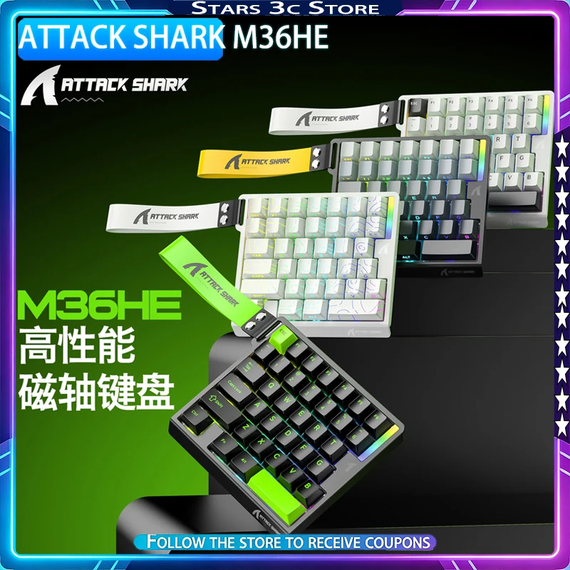 Attack Shark M36HE 자기 스위치 키보드 8k 0.1ms 낮은 대기 시간 한 손으로 사용하는 게이밍 키보드 안정적인 비분리형 성능