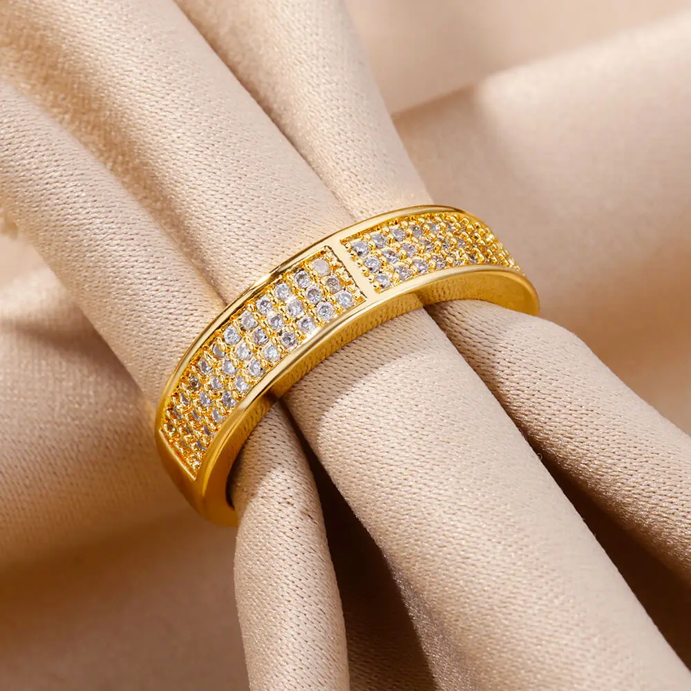 Zircon Geometric Ring Stainless Steel Adjustable