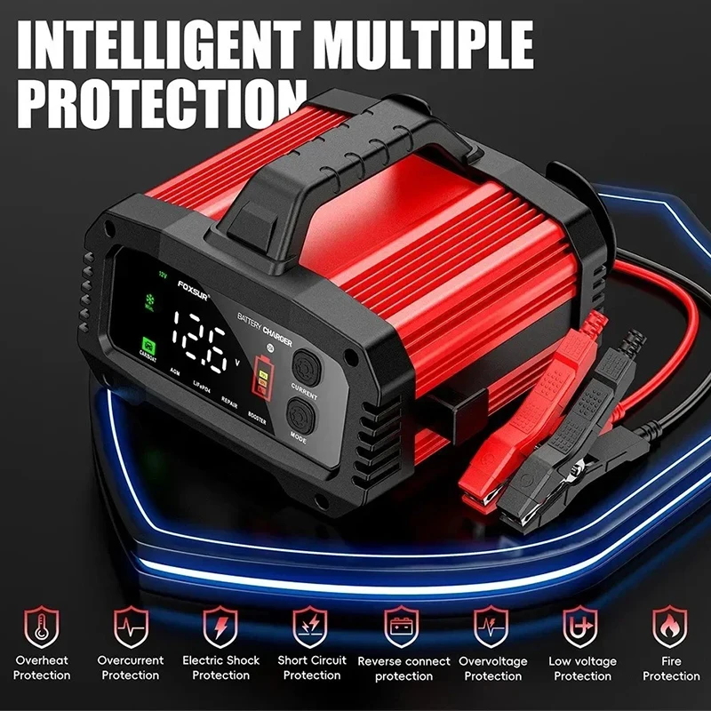 Caricabatterie multifunzione per auto, camion e moto EAFC FPT-250, modalità booster, 12 V, 24 V, 25 A, 15 A, Lifepo4, caricabatterie al piombo con riparazione a impulsi