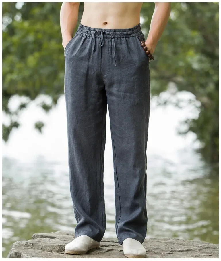 Men's Breathable Slim-Fit Cotton Linen Pants