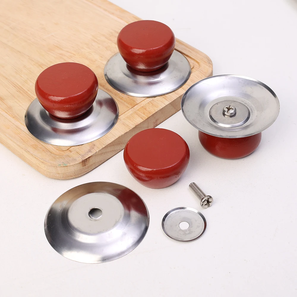 1-6PCS Pot Lid Knobs Universal Replacement Kitchen Cookware Pot Pan Lid Handle Wooden Anti-Scalding Handgrip Parts Accessories