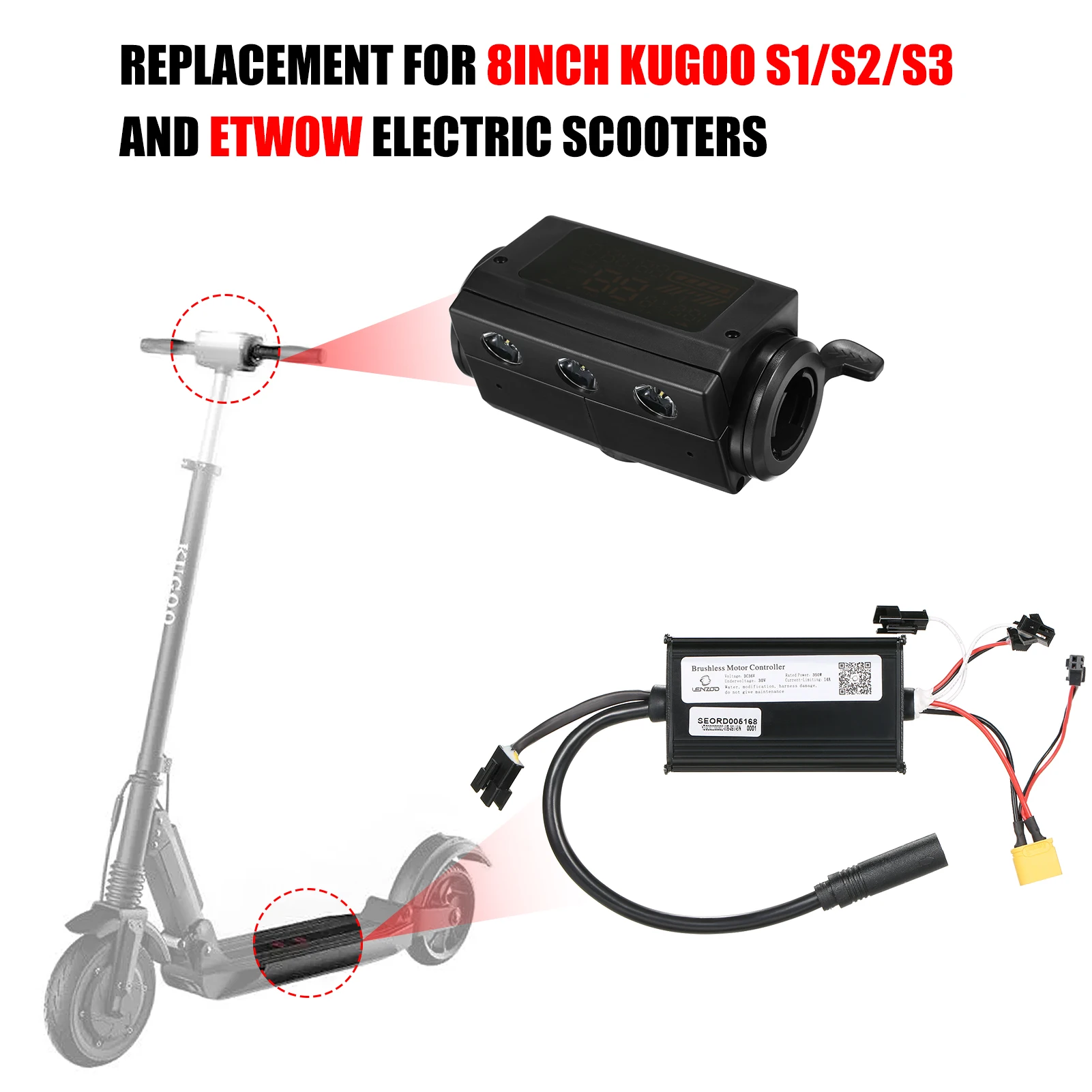 36V Brushless Motor Controller Thumb Handles Parti Di Montaggio Sostituzione Per 8 Pollici Kugoo S1/S2/S3 Per Scooter Elettrico Etwow