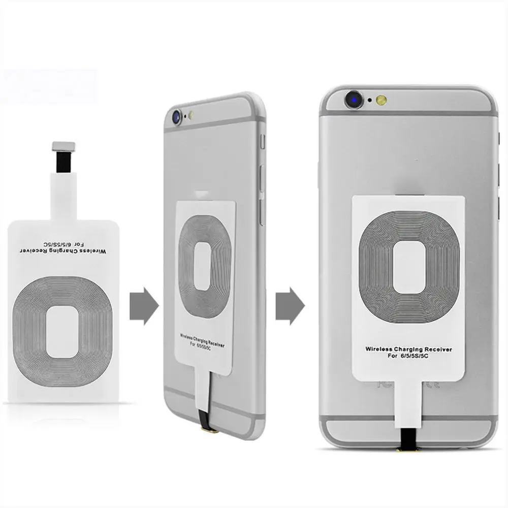 Для iPhone 5 5S SE 6 6S 6plus 7 plus Android Type-C адаптер Qi Беспроводная  зарядка индукционный патч зарядка катушка приемник зарядное устройство |  AliExpress