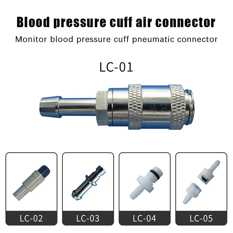 1 Pcs NIBP Cuff Air Hose Connector Compatible Protocol Blood Pressure Cuff Blood Pressure Cuff Arm Strap Airway Connector