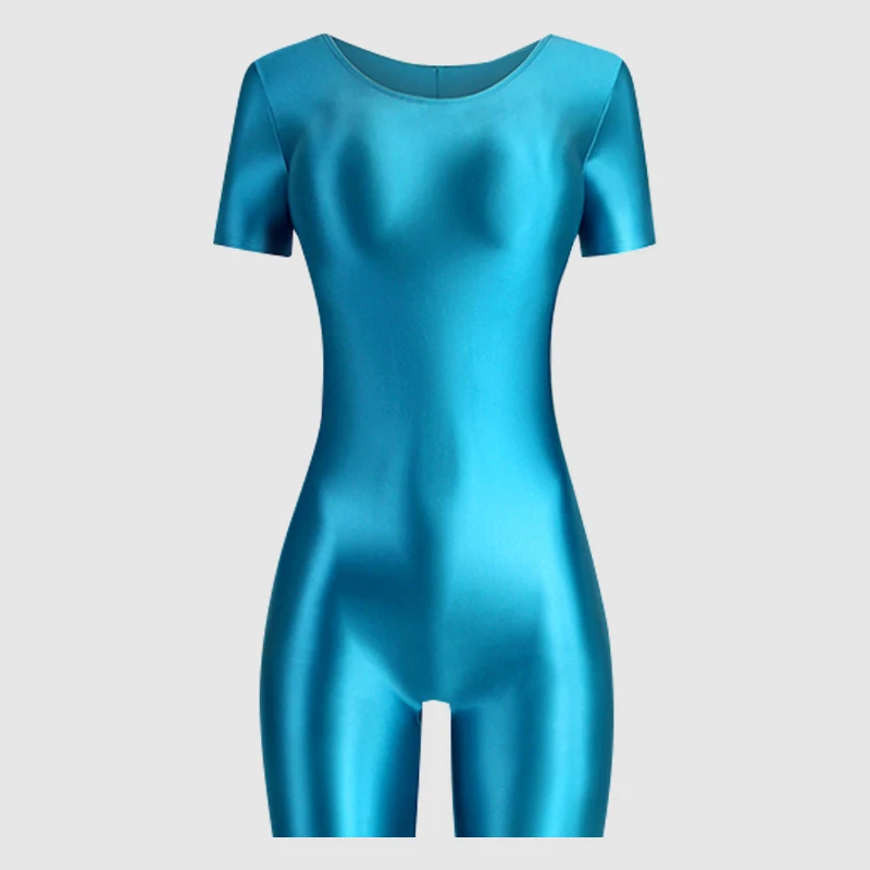 Sexy Frauen Öl Glänzend Glänzend Rohr Body Elastische Einteilige Tanga Candy Farbe Sexy Strumpfhosen Bandage Satin Shaper Trikot Kurze – Detail 5