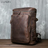 Retro Crazy Horse Leather Vertical Style Backpack Men's Head Layer Cowhide Large Capacity Business Travel Computer Bag 1