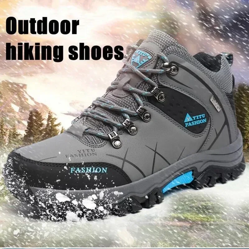 Winter snow boots Men's Winter Snow Boots Waterproof Leather Sports Super Warm Outdoor Hiking Work Travel Shoes Size 39-47
