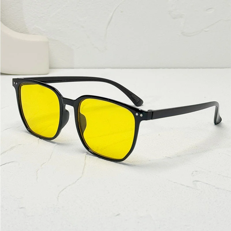 KLASSNUM Trend Farbe Objektiv Sonnenbrille Mann Schlank Quadrat Sonnenbrille Männer Anti Uv400 Gelb Blau Braun Okular Marke Designer Shades – Detail 3