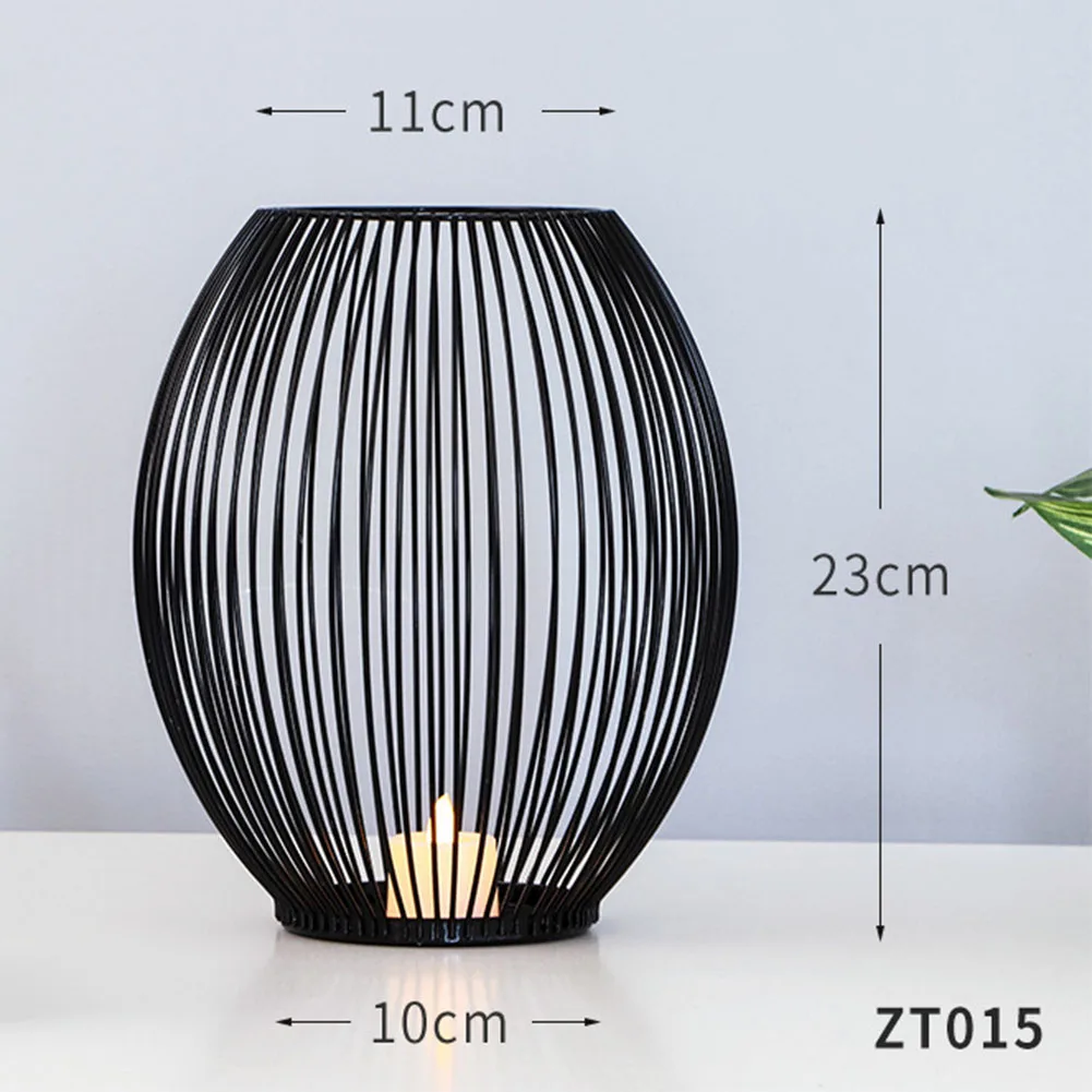 1PCS Matte Black Oval Candle Holder Stand Iron Versatile Desktop Decorations For Home Events Parties Wedding Gift For Friends
