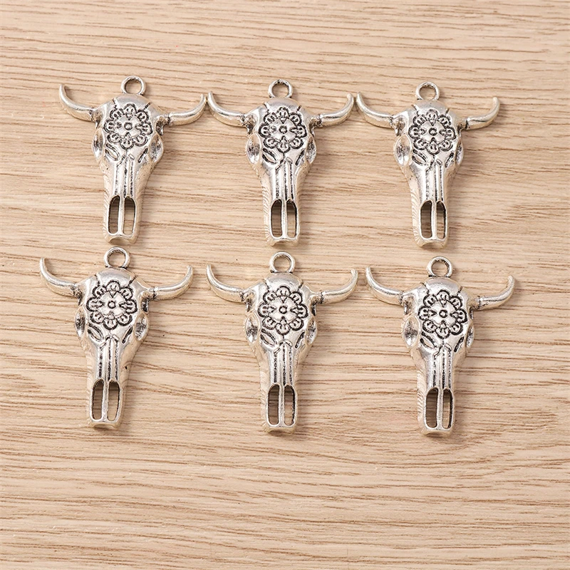 10 Stück 27 x 33 mm Cartoon-Legierung Tier Bull Kopf Charms Anhänger für Schmuckherstellung Halsketten Ohrringe Armbänder DIY Bastelbedarf