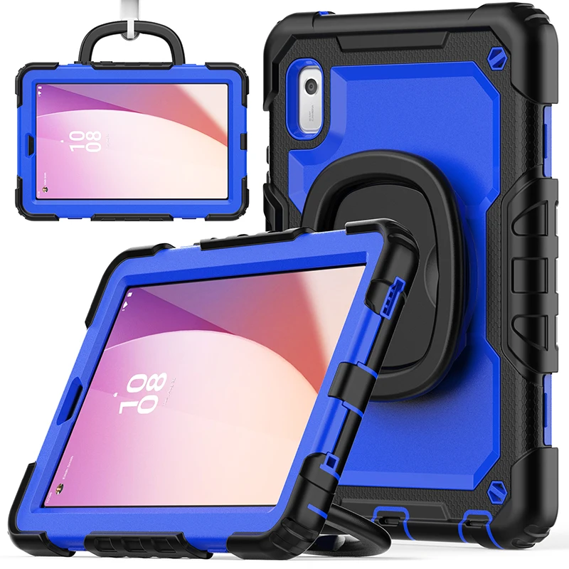 Rugged 360° Rotating Kickstand Tablet Case with Shoulder Strap & Anti-Fall Protection