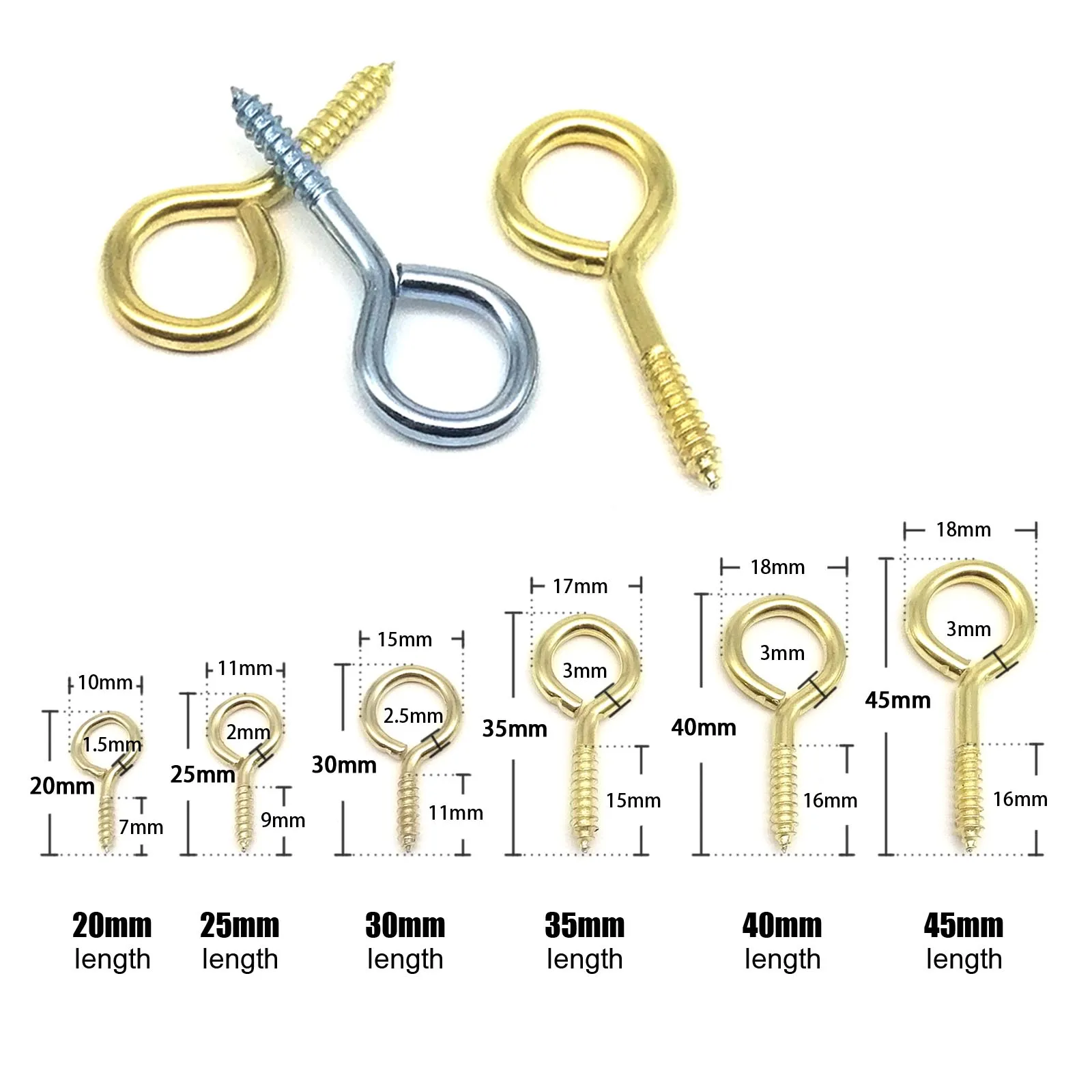 Picture Frame Hangers Hanging Hooks Wall Hooks 25X Picture Frame Plant Lamp Light Cabinet RV Tool Curtain Net Wire Ceiling Eyescrew Eye Screw in Clasp Hanger Close O Ring Hook