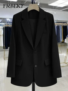 Blazer Woman Spring Solid Color Small Suit Casual Jacket Loose Long-sleeved Fashion Suit Single-breasted Office Ladies Jacket 1