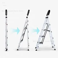 Non-slip Home Step Ladders Multi-functional Thickened Steel Pipe Shrinking Step Stools Climbing Stairs Indoor Folding Ladder ZZ 4
