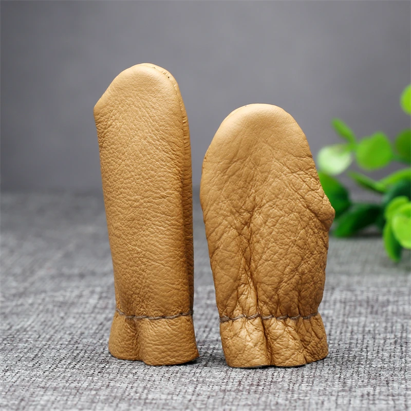 10Pcs 가죽 골무, 엄지 및 검지 손가락 보호대 슬리브 바늘 펠트 가드 손가락 슬리브 바느질 자수 바느질 도구
