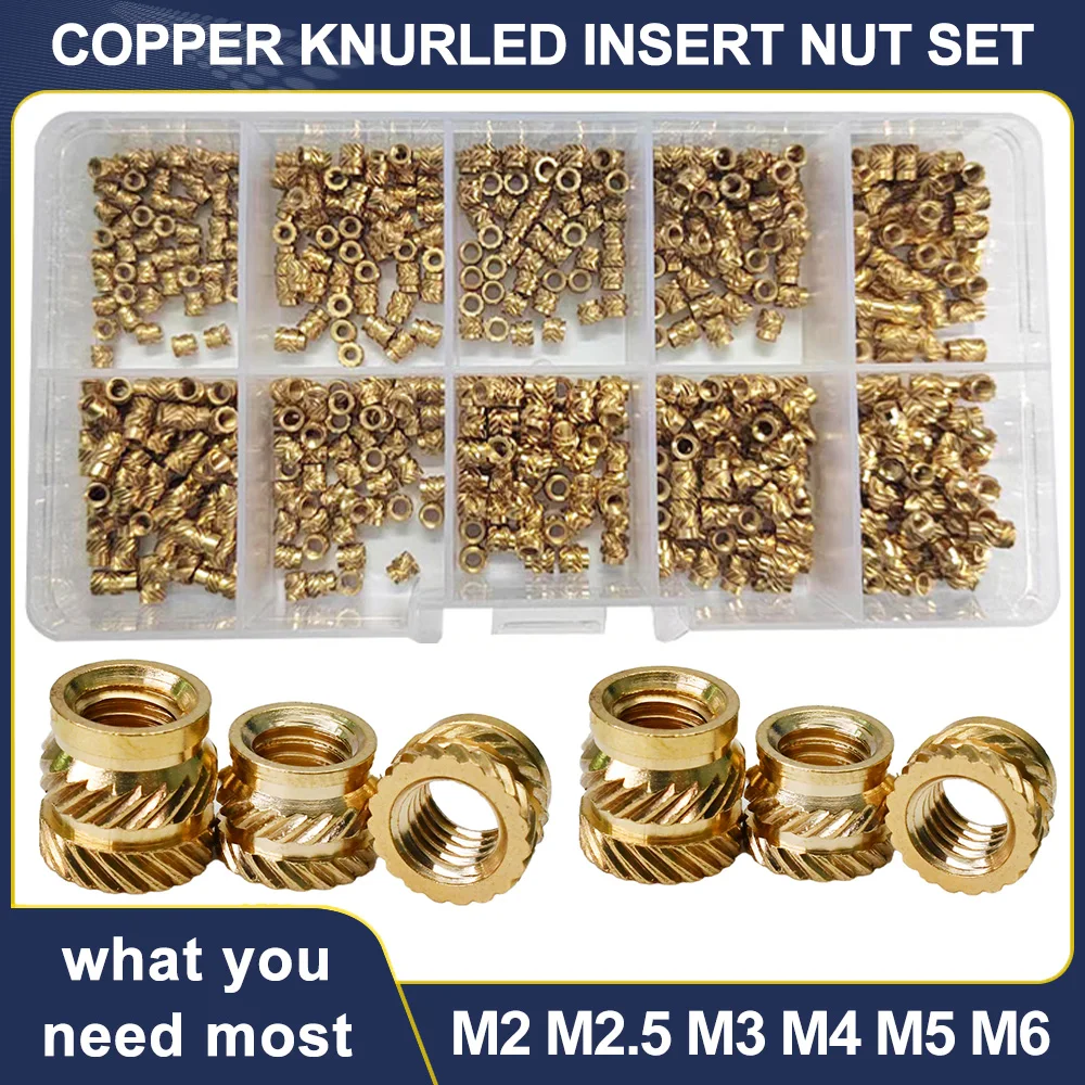 M2 M2.5 M3 M4 M5 M6 Heat Set Threaded Insert Nut Hot Melt Knurled Brass