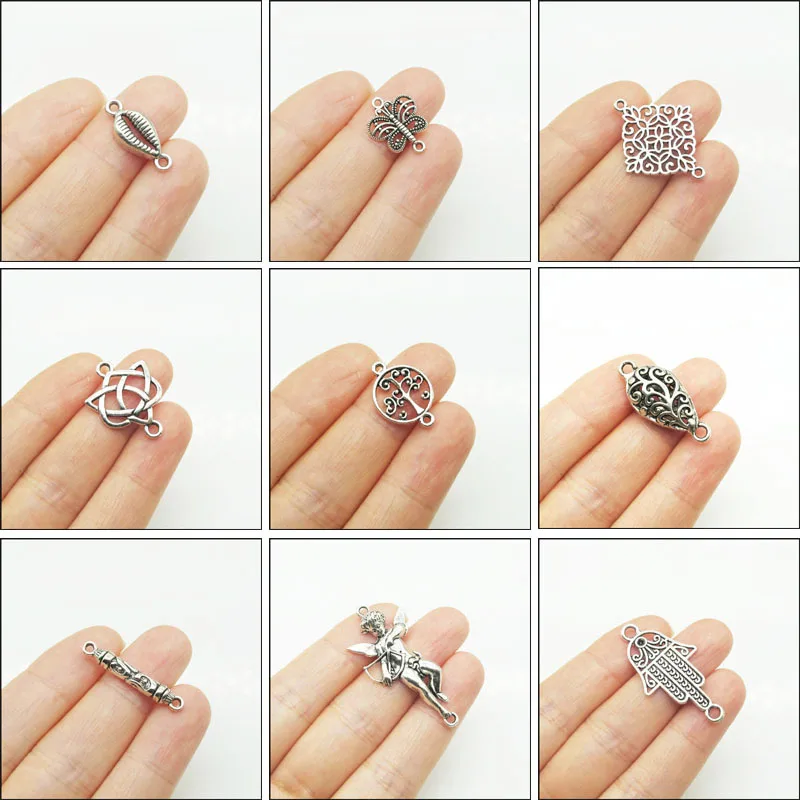 New Retro Palm Angel Butterly Teardrop Shell Charms Connettori Placcati Argento Anticato Per Gioielli Regalo