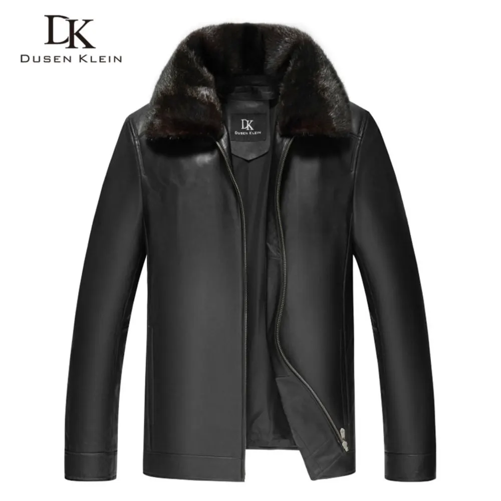 

Genuine Men Leather Jackets Winter Warm Coat Mink fur collar+Down liner+Sheepskin Short 2024 New Plus size Z17003F