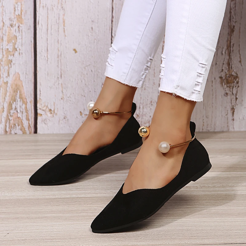 Shoes Woman Flats Sabot Loafers Vulcanize Moccasin Without Heels Casual Comfortable Barefoot Black Women Shoe with Free Shipping