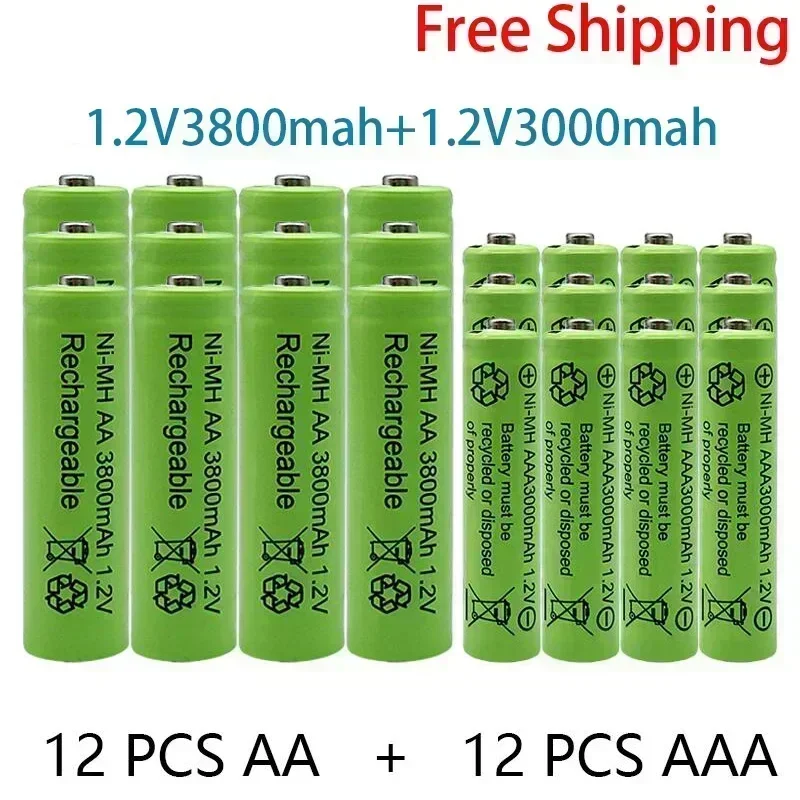 Rechargeable Battery 1.2V Rechargeable battery AA 3800mAh +AAA 3000mAh NI-MH