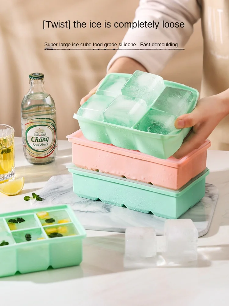 KAWASIMAYA Big Ice Block Mold Large Food Grade Soft Silicone Ice Grid  Household Square Ice Making Box Frozen Ice Block Artifact