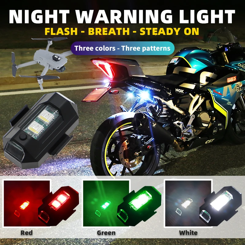 

Universal Mini LED Motorcycle Signal Lamp Flash Car Light For Moto Bicycle Warning Light Drone Strobe Night Flying Light