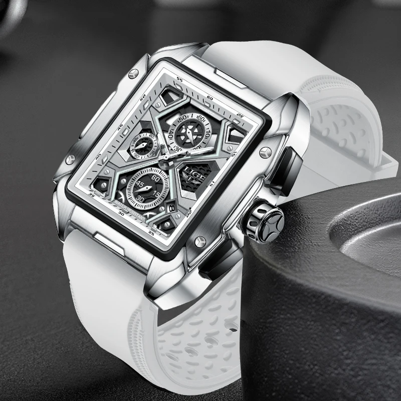 LIGE Fashion Men Watch Top Brand Luxury Waterproof Sports Watches Mens Silicone Auto Date Military Wristwatch Relogios Masculino