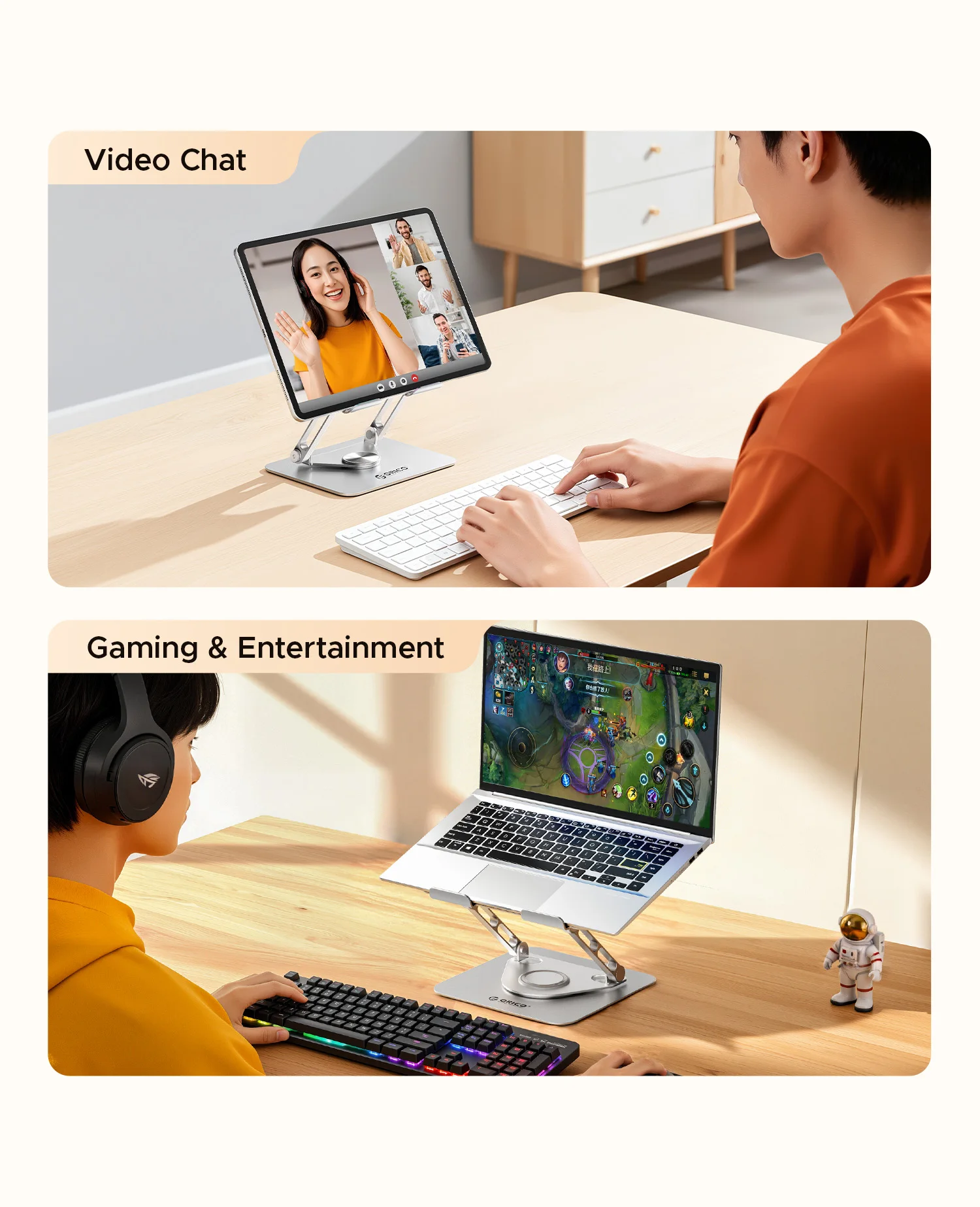 ORICO 접이식 노트북 스탠드 알루미늄 합금 360도 조절 가능한 노트북 스탠드 최대 17인치 노트북 접이식 데스크탑 지지대