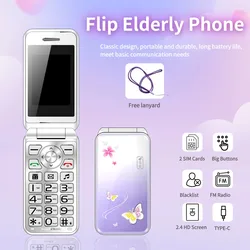 Women Flip Mobile Phone Hand Writing Touch Display Slim Flashlight Cute Cover Style Dual Sim Big Push Button Lady Girl Cellphone