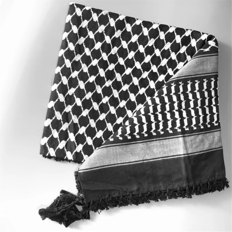 

Adult Arab Dustproof Scarf with Jacquard Pattern Square Keffiyeh Headscarf