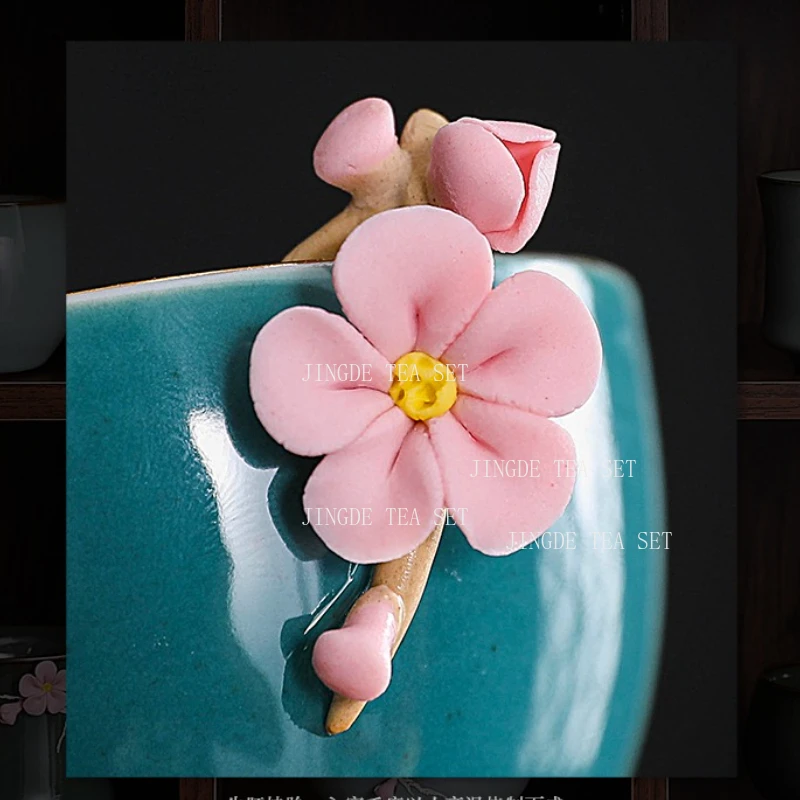 1pcs Ceramic Cups High End Handmade Flower Tea Set for Household Use Girls Use Colorful Tea Cup Master's Cup