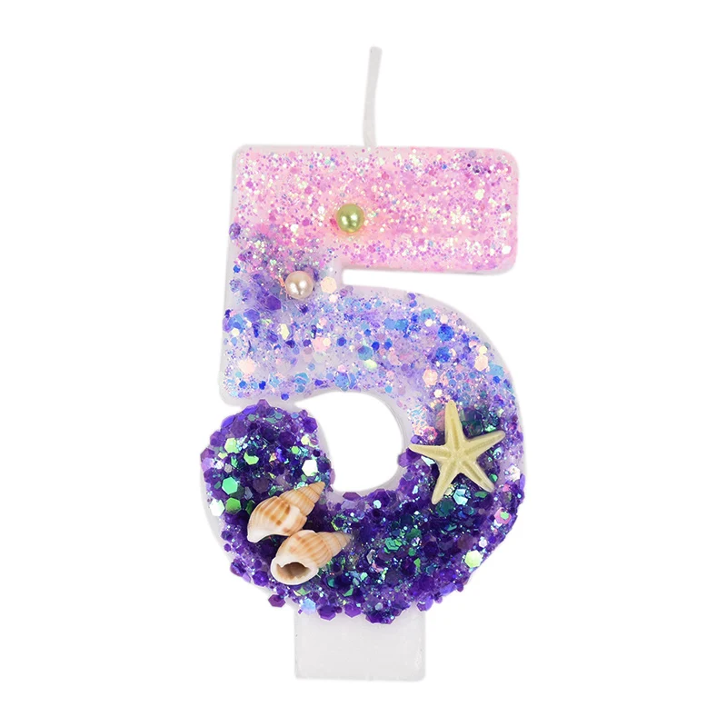 Mermaid Cake Candle Topper in Pink and Purple - Under the Sea Birthday Party Decoration