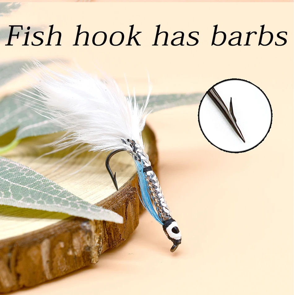 MNFT 10 Stück 4 # White Tail Silver Body Streamer Bait Fishing Künstlicher Karpfenköder – Detail 5