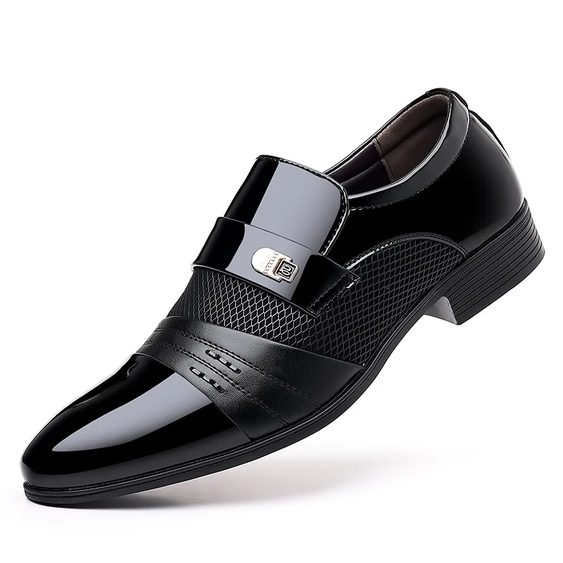 Men Leather Formal Shoes Spring and Autumn Business Low Top Wear Resistant Burgundy