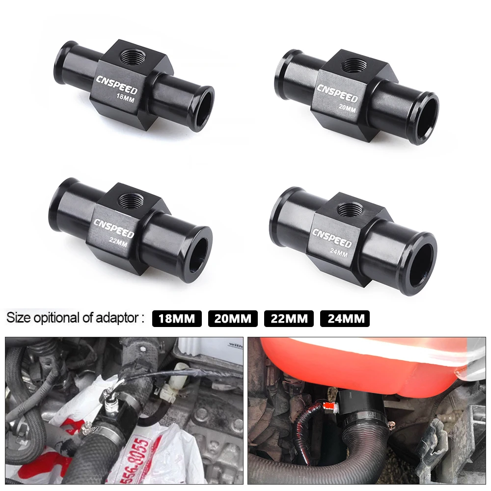 Black Water Temp Gauge Radiator 1/8Npt Temperature 18mm 20mm 22mm 24mm Water Temp Joint Pipe Sensor Hose Adapter