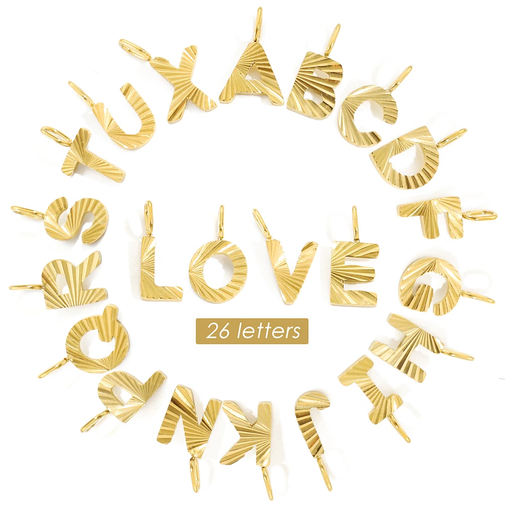 eManco 스테인레스 스틸 도매 꽃 알파벳 매력 목걸이 펜던트 이름 리플 알파벳-Freehip.co.kr