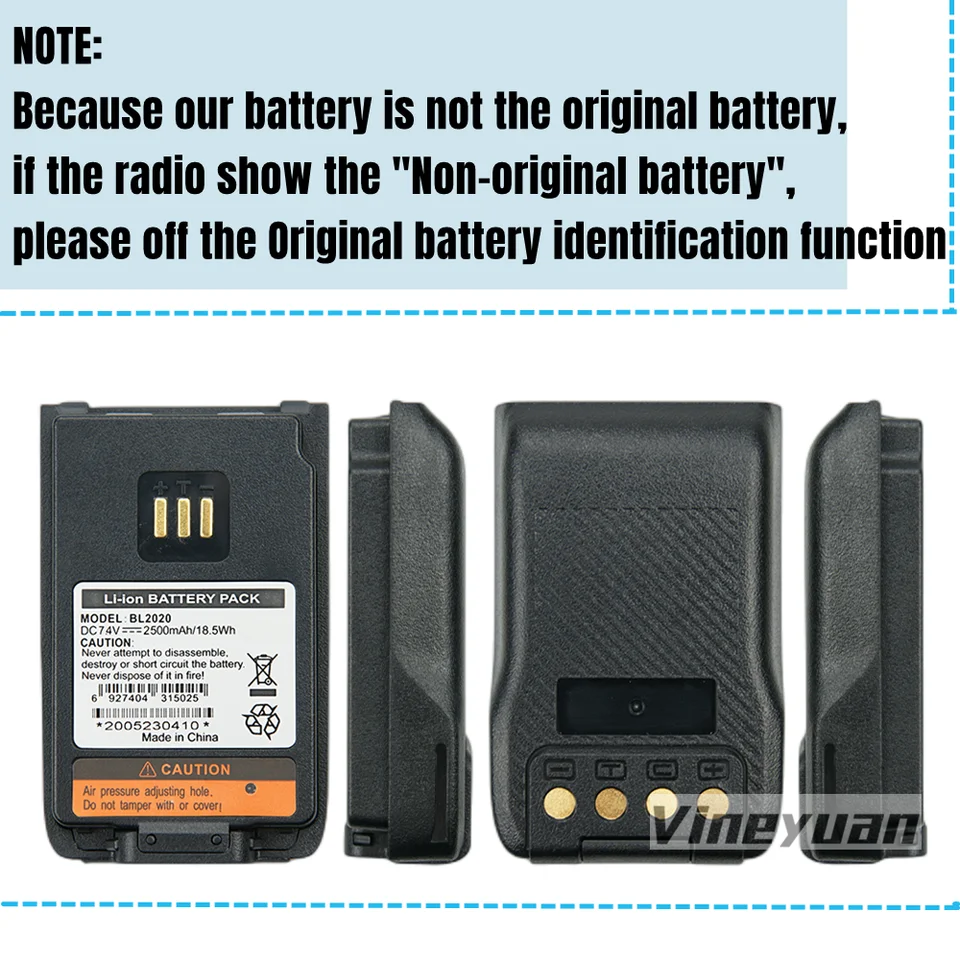 Batteria Li-ion 2000mAh Per Radio Hytera PD502 PD602 PD682 - Ricambio Vineyuan