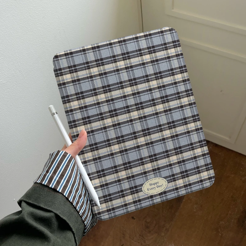 Blue Plaid Premium Dessert Tablet Case Cover