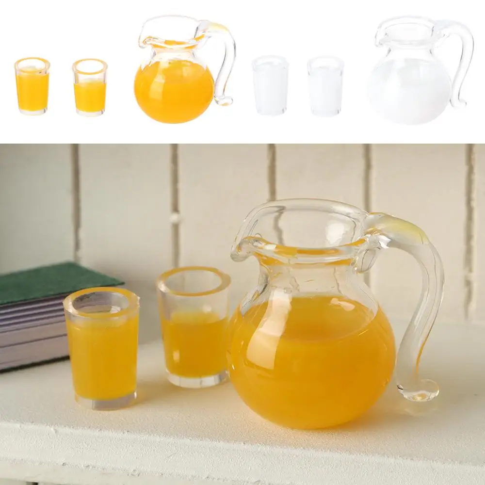 1 Set 1/12 Scale Lemon Water Orange Juice Doll Accessories Coffee Milk Drinking Model Miniature Drinks Jug Cup
