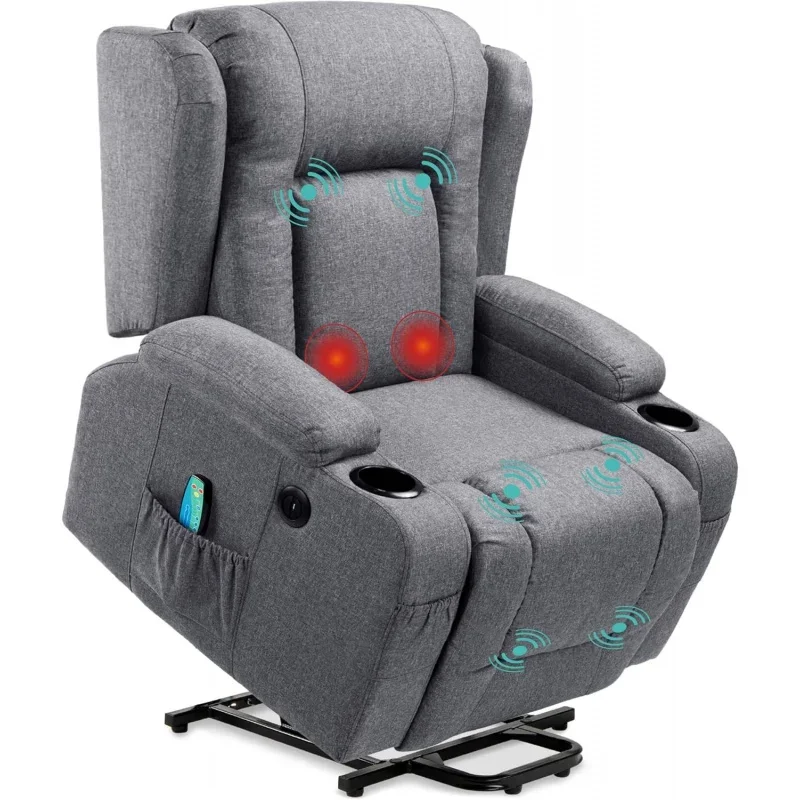 

Best Choice Products Modern Linen Electric Power Lift Chair, Recliner Massage Chair, Adjustable Furniture for Back, Legs w/ 3 Po