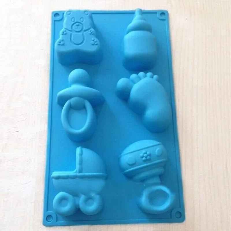 1Pc Cute Silicone Mold Footprint Bear Shape Non-toxic Soap Mould Fondant  Molds Baby Shower Party Supplies Cake Decorating Tools