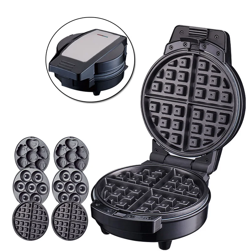 3in1 Exchangeable Waffle Sandwich Donut Maker Non-Stick Multi-Function Electric Breakfast Cake Baking Machine