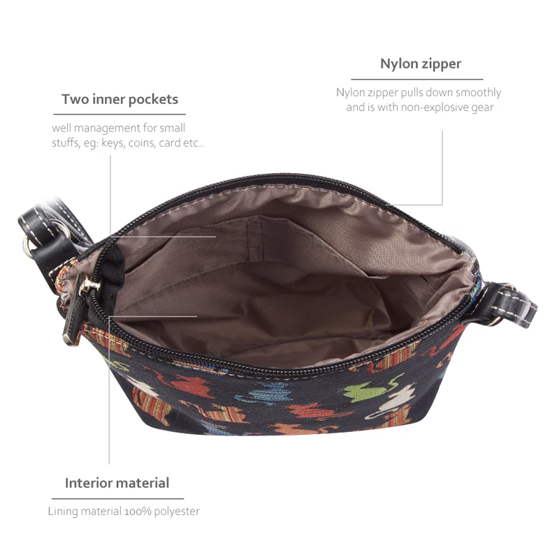 SAJA Vintage Shoulder bag Crossboby Female bag for Women Cat Animal patternLeisure Travel bag Purse handbags Ladies Daily Pouch