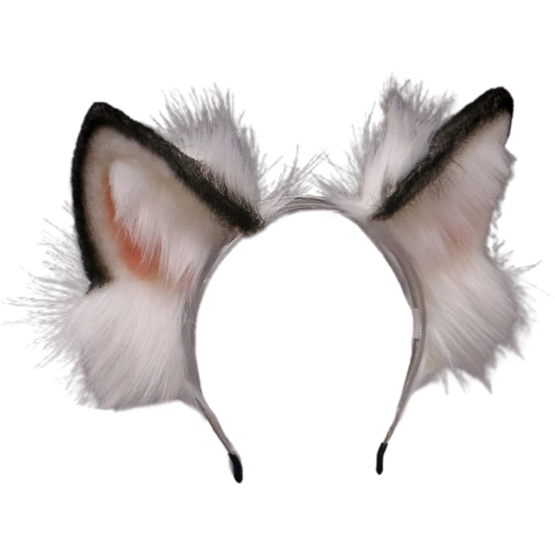 

Handmade Wolf Fur Ears Hairhoop Headwear Anime Fancy Dress Party Cosplay Halloween Costume Headband Plush Hairband Dropship