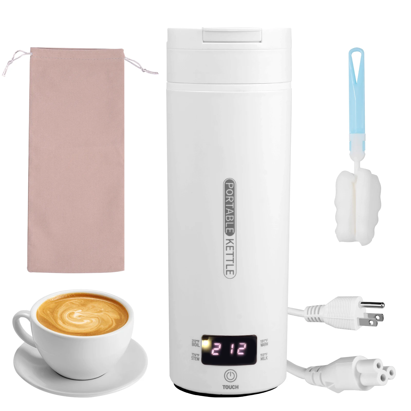 

Travel Electric Kettle 500ml Leakproof Water Boiler Cup Fast Boiling Electric Heating Cup 4 Preset Temperature Portable Water