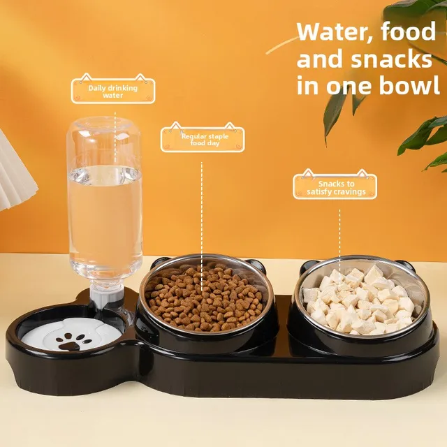 Cat Bowl Plastic Double Bowl Dog Bowl Cat Food Bowl Cervical Protection Cat Food Bowl Water Bowl Dog Bowl Anti Knock Pet Supplie 3